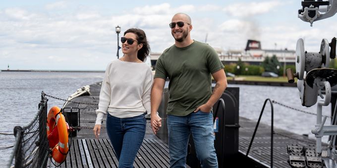 Couple on Cobia with Badger in back