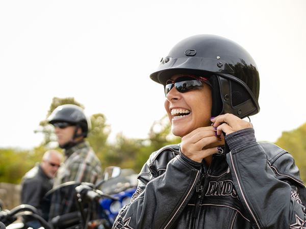 Transportation-074 Motorcyclists Taking a Break